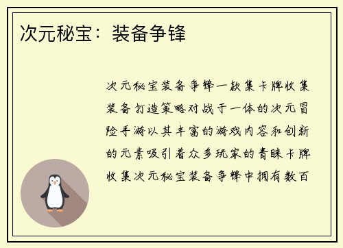 次元秘宝：装备争锋