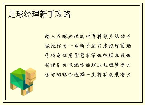 足球经理新手攻略