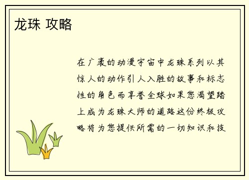 龙珠 攻略